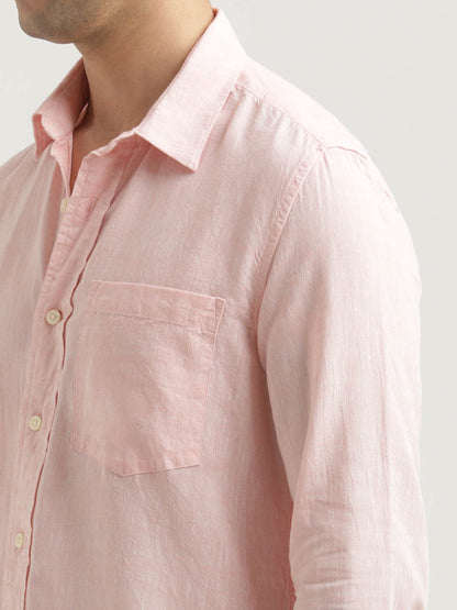 Linen-Cotton Blend Shirt Pink