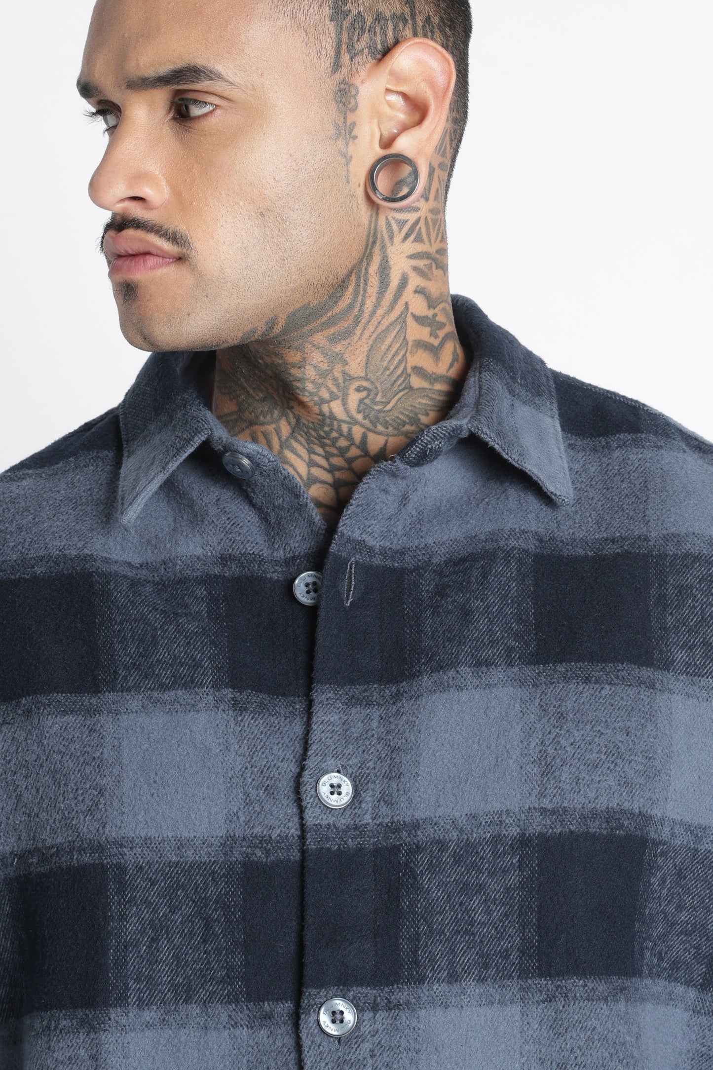 Brushed Check Casual Shirt Blue