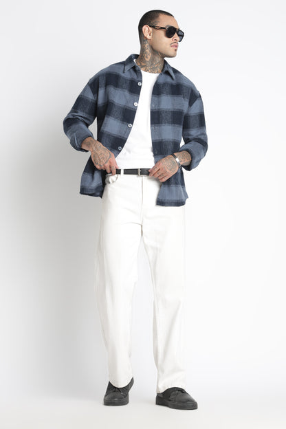 Brushed Check Casual Shirt Blue