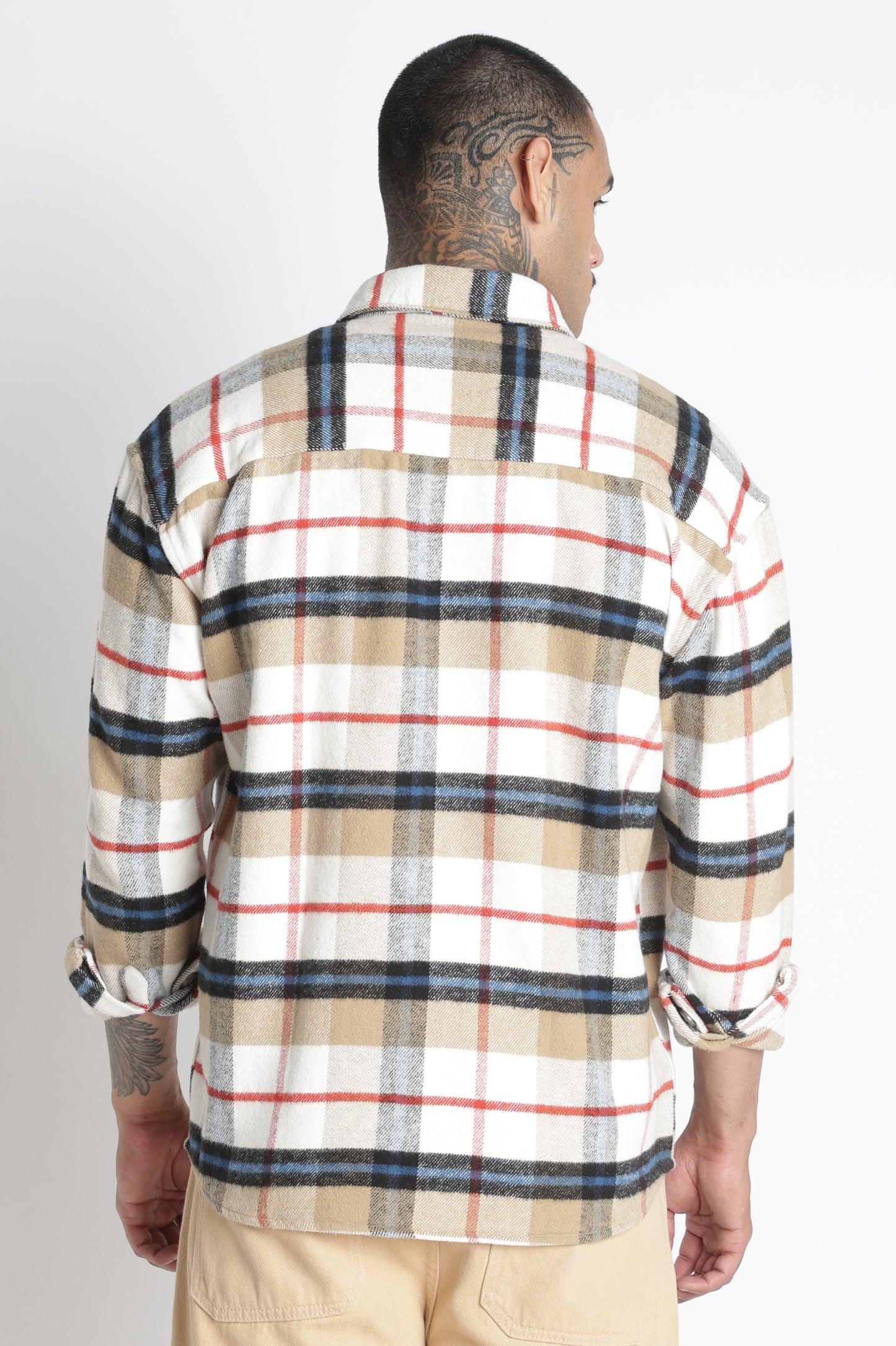 Brushed Check Casual Shirt Beige