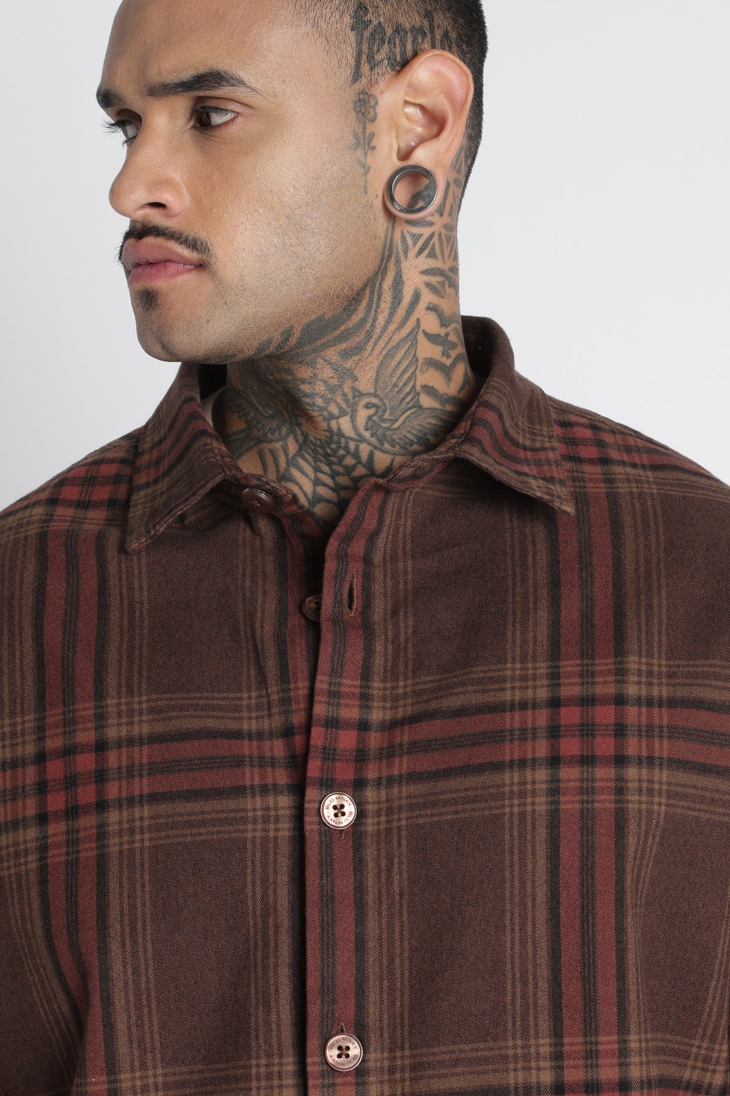 Brushed Check Casual Shirt Brown