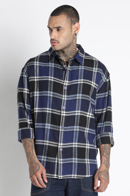 Brushed Check Casual Shirt Black