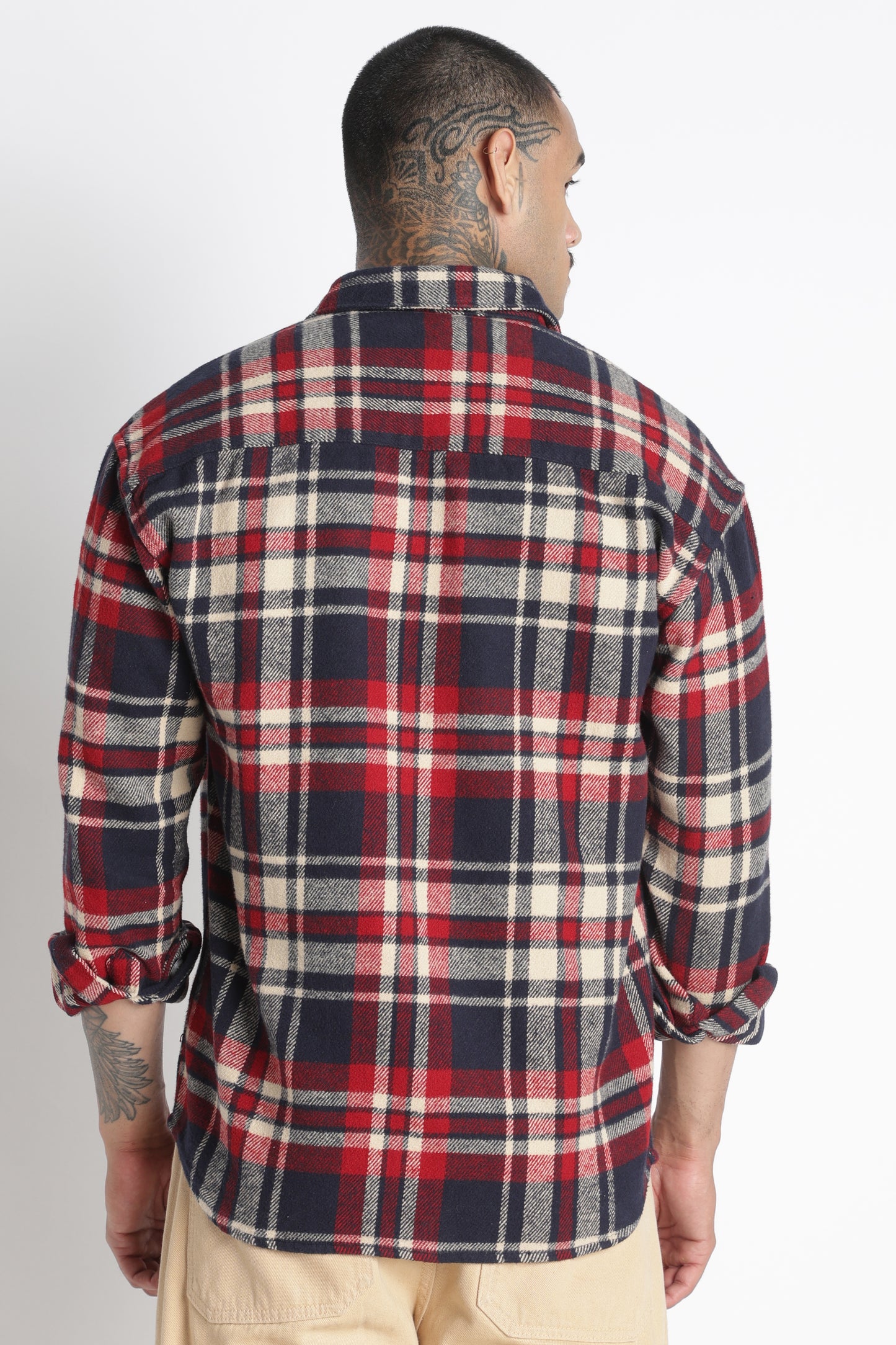 Brushed Check Casual Shirt Navy Red