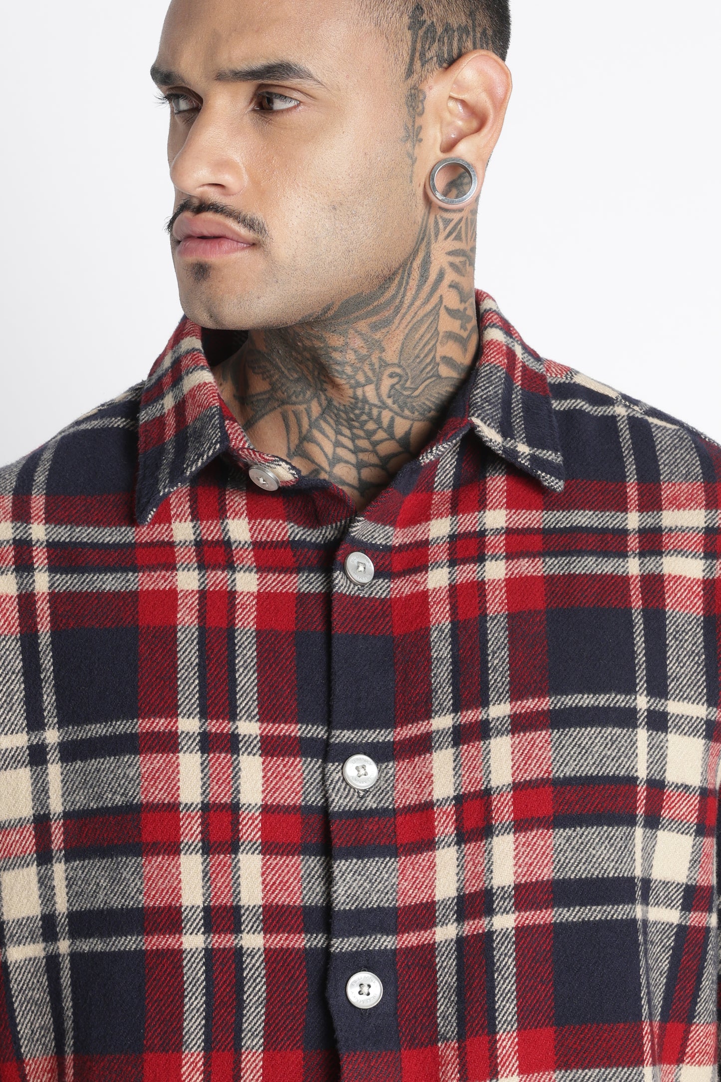 Brushed Check Casual Shirt Navy Red