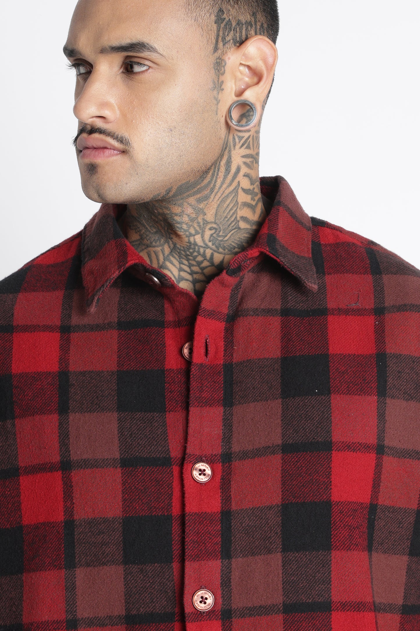 Brushed Check Casual Shirt Red