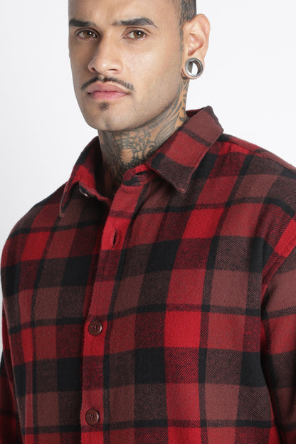 Brushed Check Casual Shirt Red