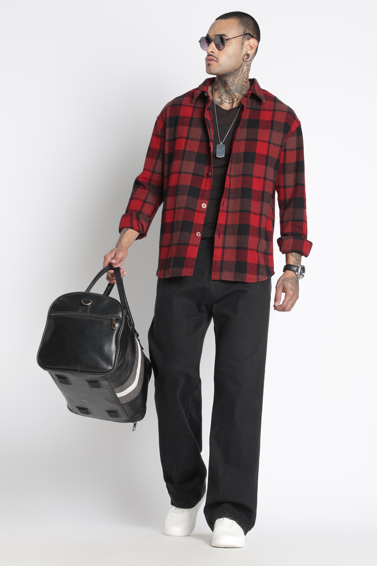 Brushed Check Casual Shirt Red