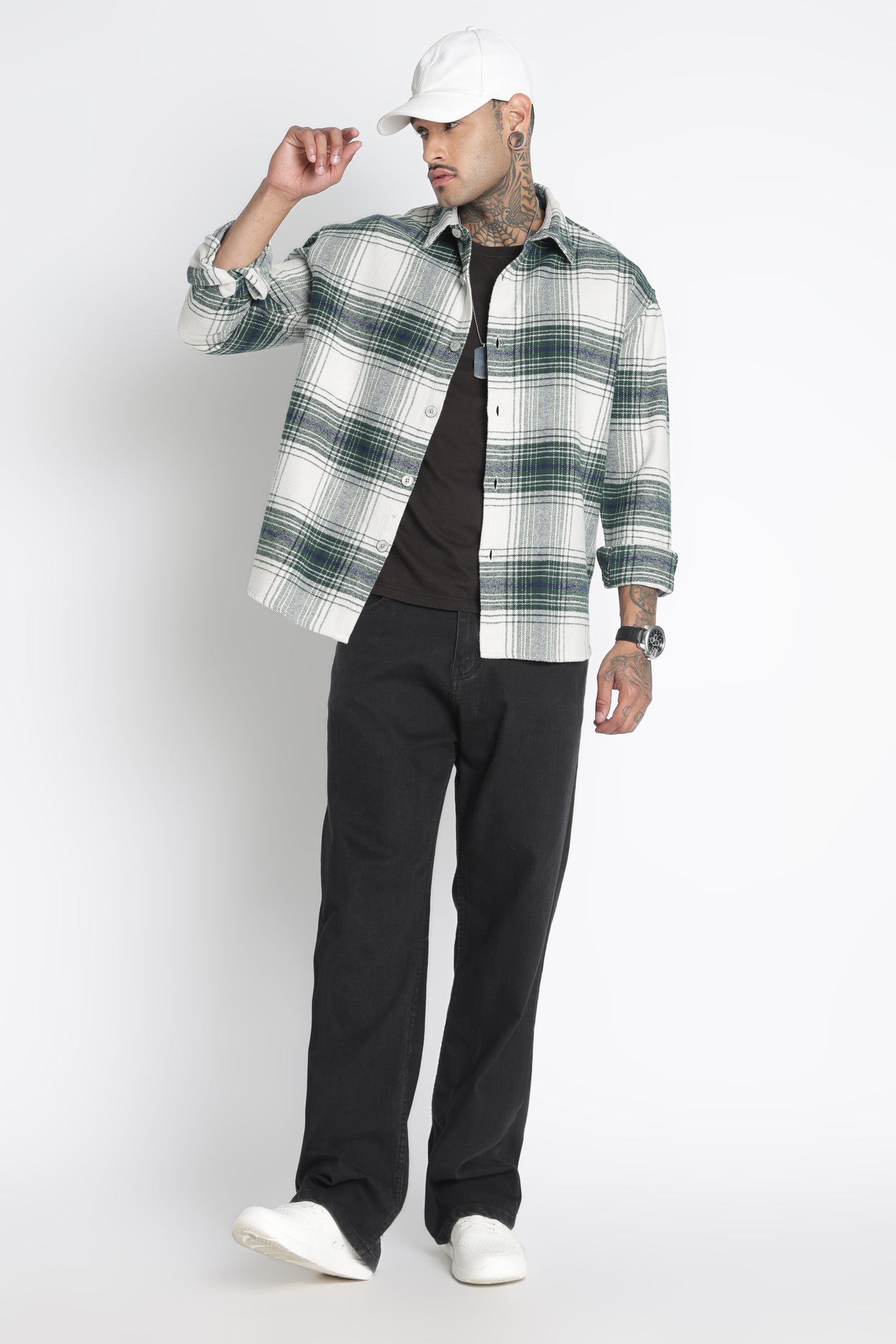 Brushed Check Casual Shirt Green