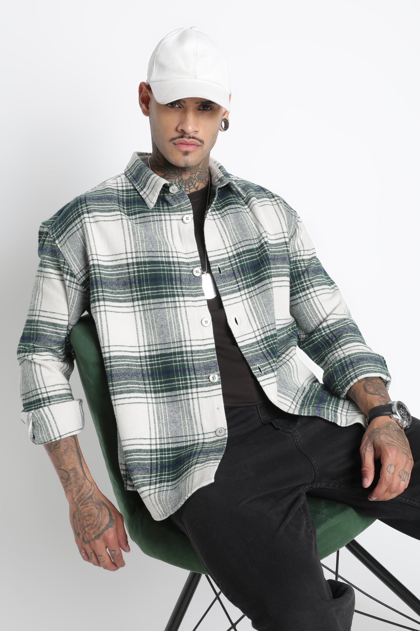Brushed Check Casual Shirt Green