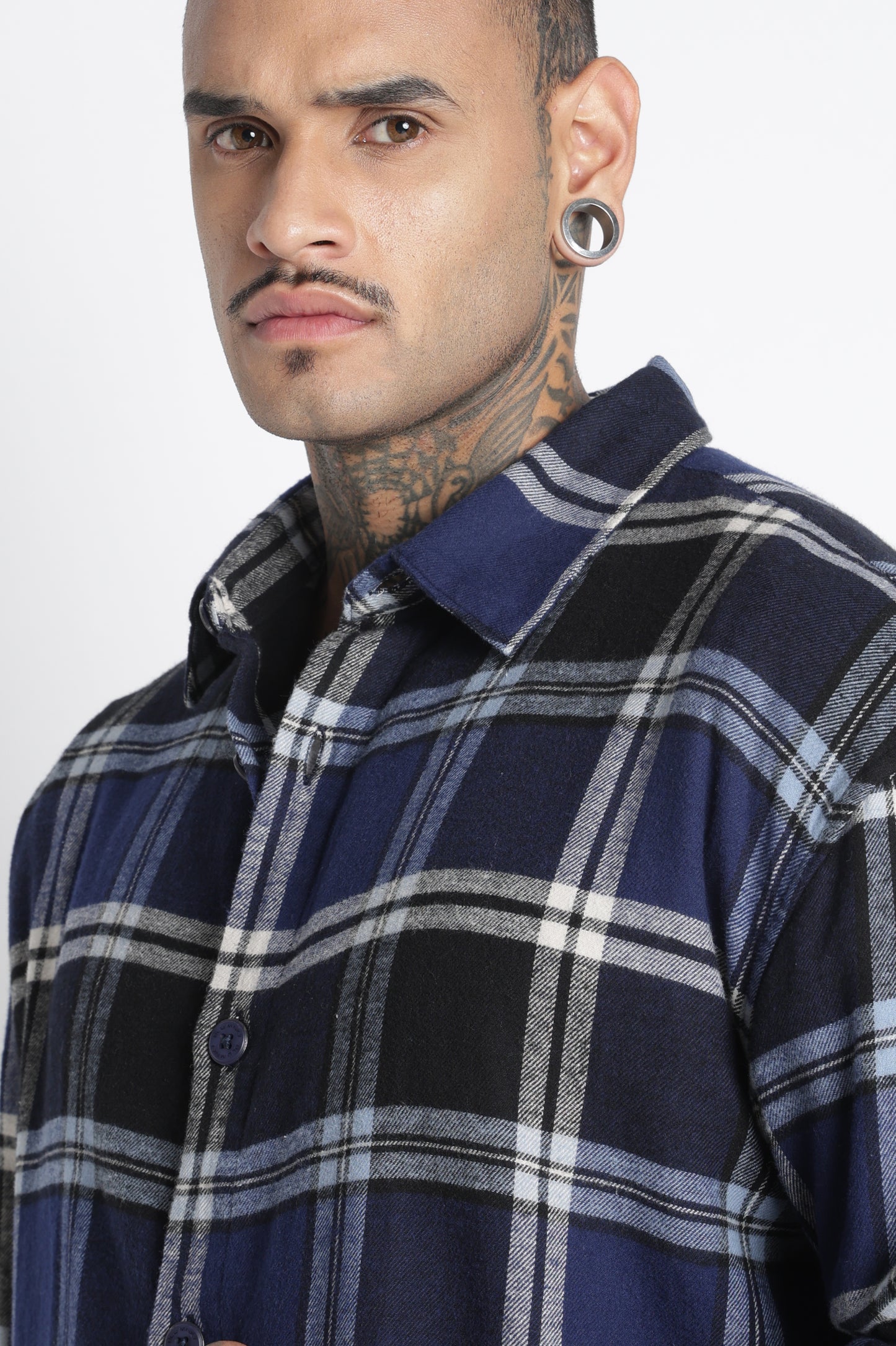 Brushed Check Casual Shirt Black