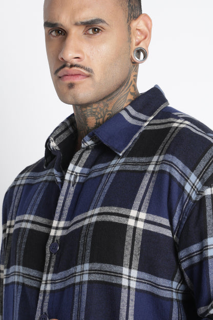 Brushed Check Casual Shirt Black