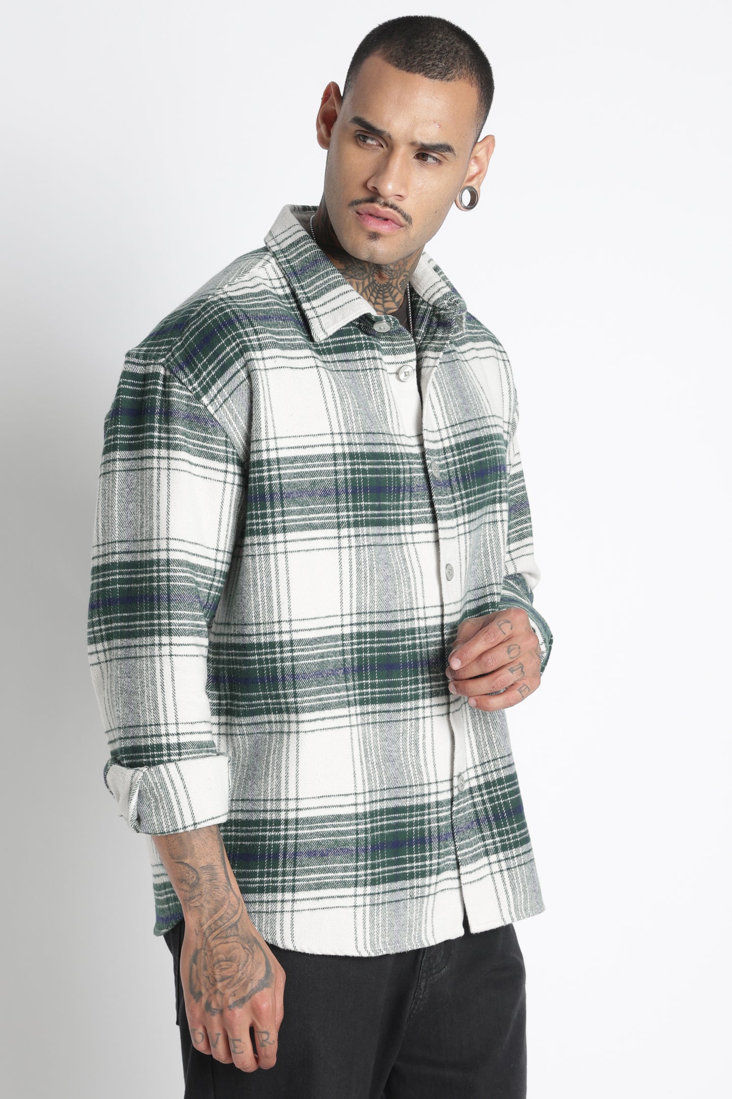 Brushed Check Casual Shirt Green