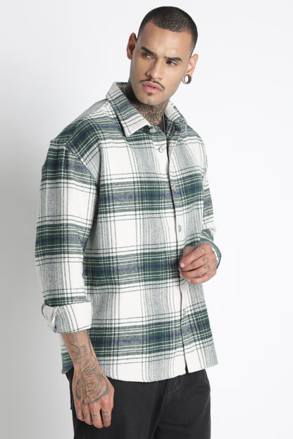 Brushed Check Casual Shirt Green