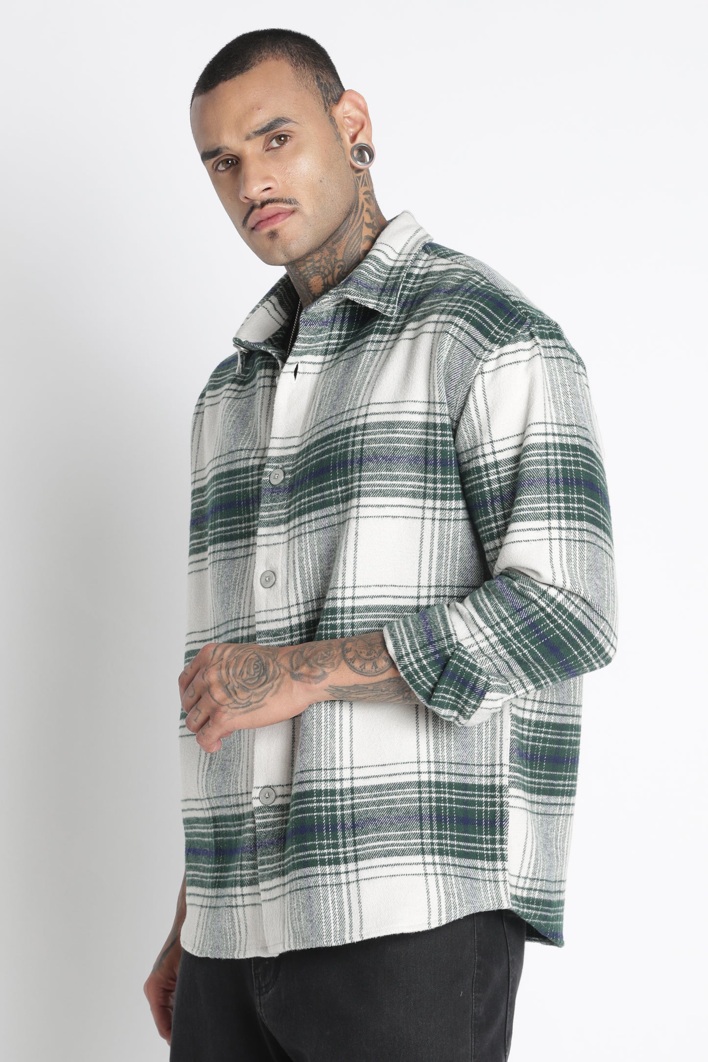 Brushed Check Casual Shirt Green