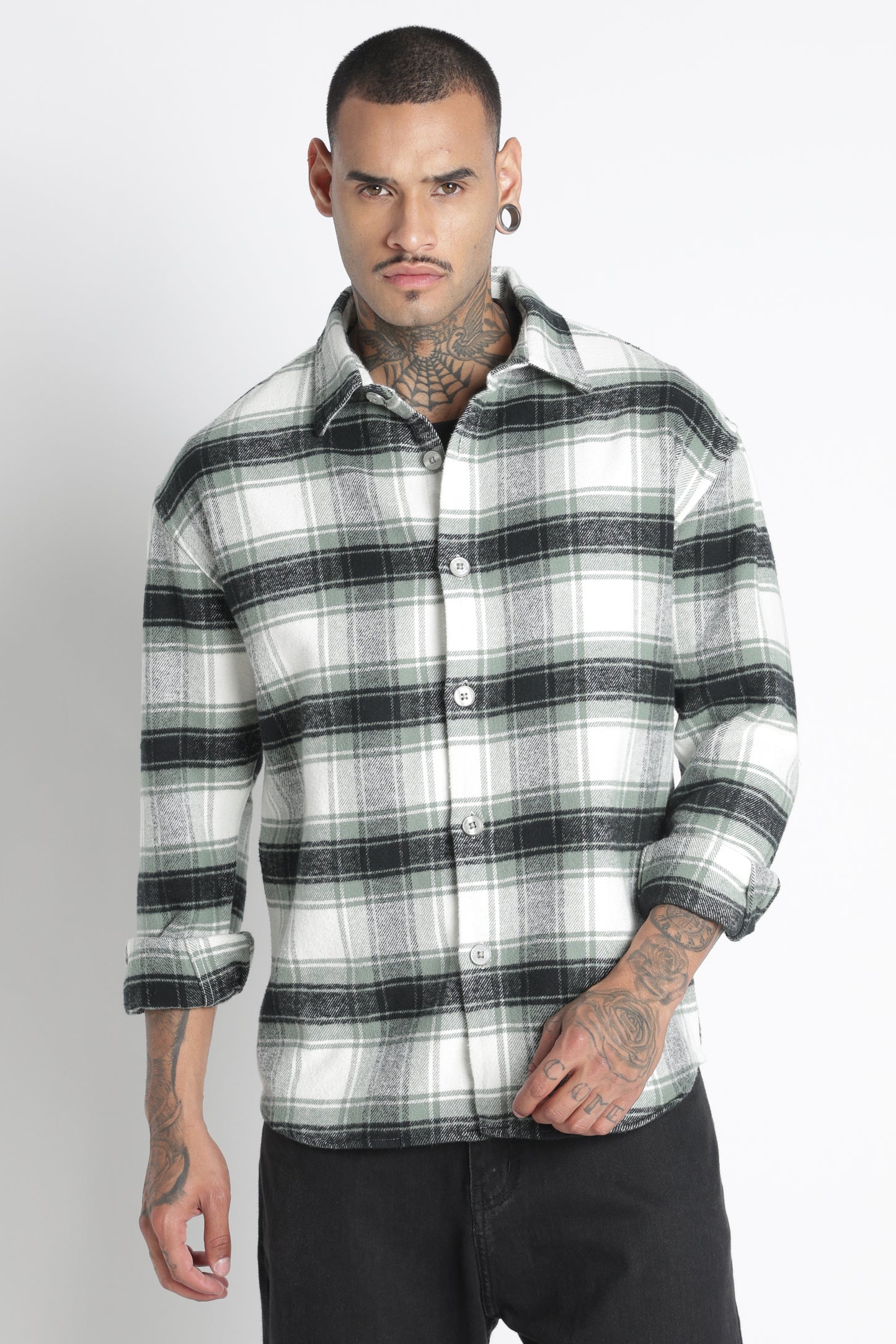 Brushed Check Casual Shirt Lt Green
