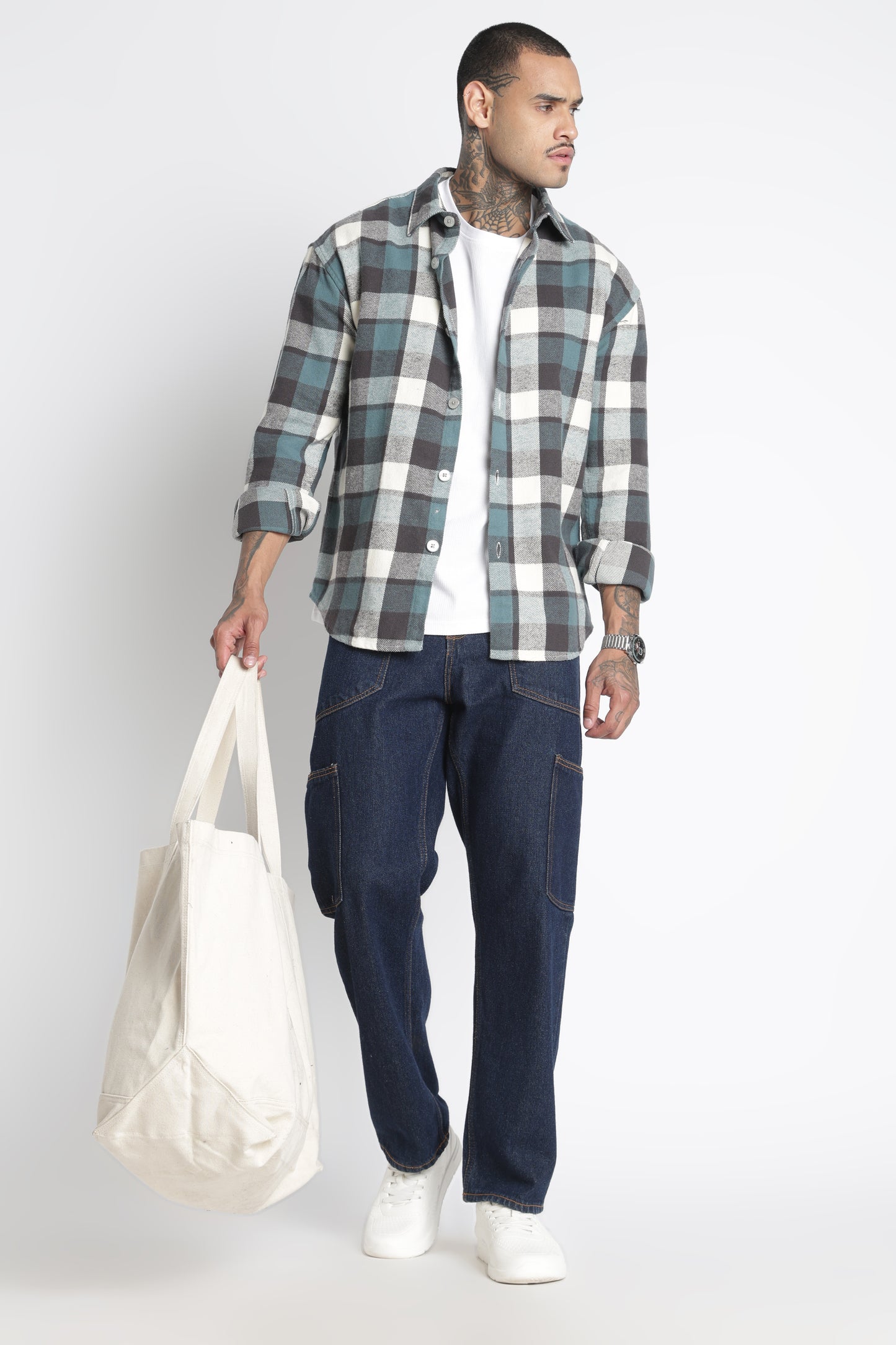 Brushed Check Casual Shirt Grey