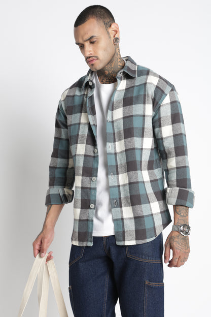 Brushed Check Casual Shirt Grey