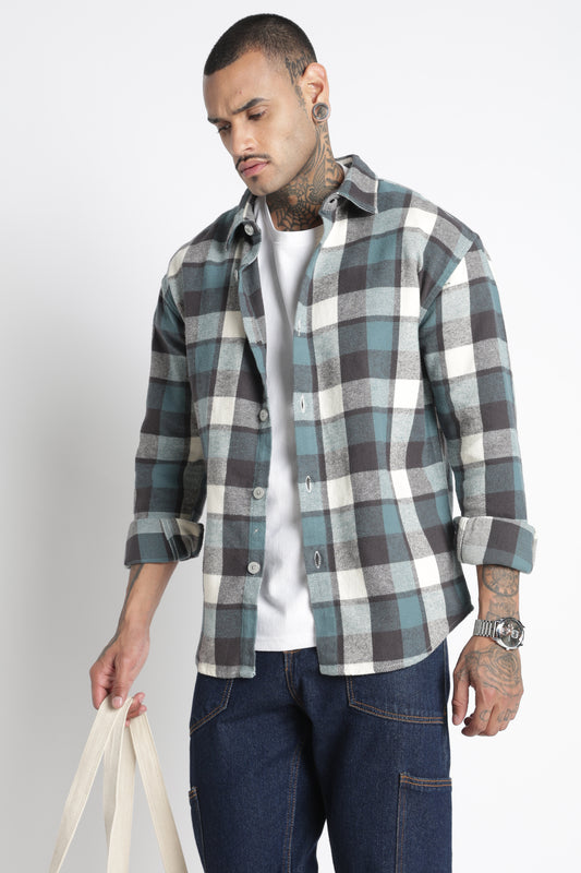 Brushed Check Casual Shirt Grey