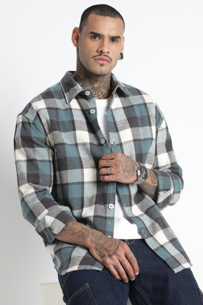 Brushed Check Casual Shirt Grey
