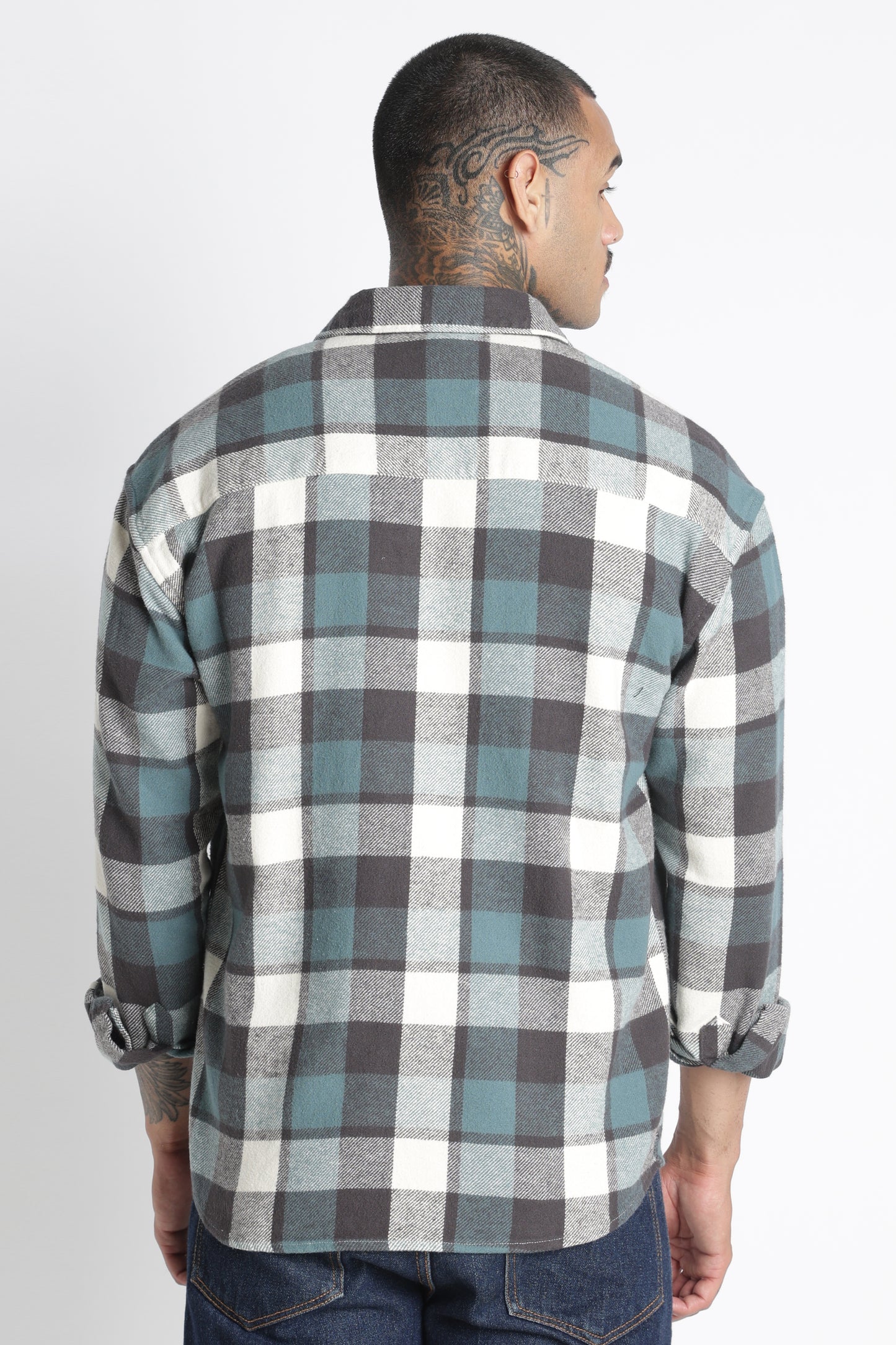 Brushed Check Casual Shirt Grey