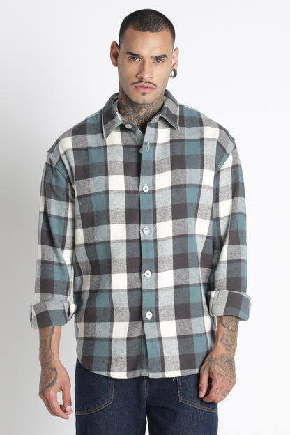 Brushed Check Casual Shirt Grey