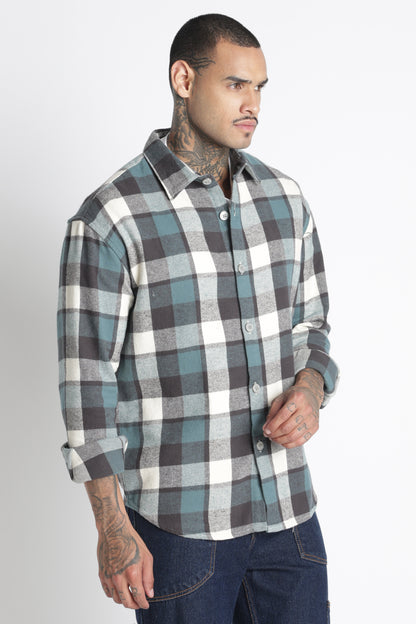 Brushed Check Casual Shirt Grey