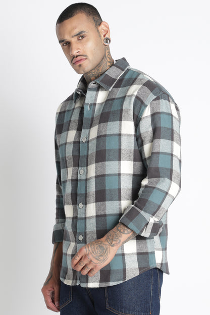 Brushed Check Casual Shirt Grey