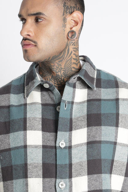 Brushed Check Casual Shirt Grey