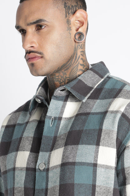 Brushed Check Casual Shirt Grey