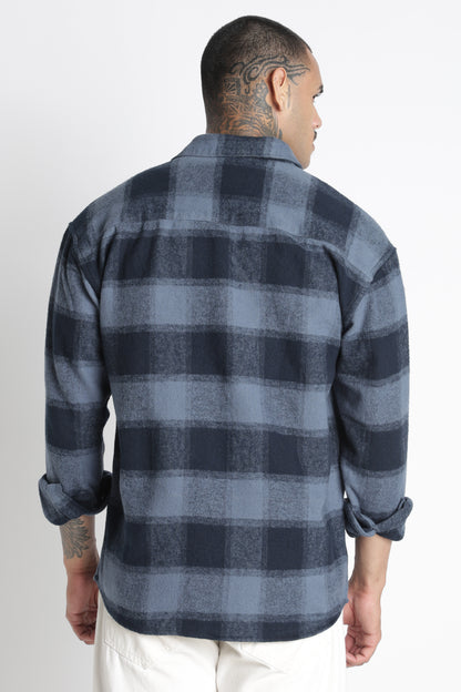 Brushed Check Casual Shirt Blue