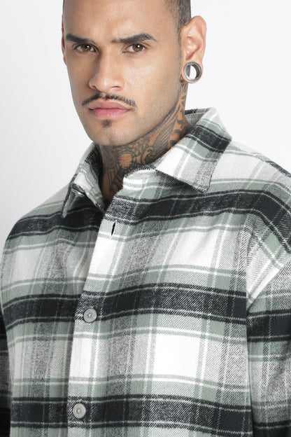 Brushed Check Casual Shirt Lt Green