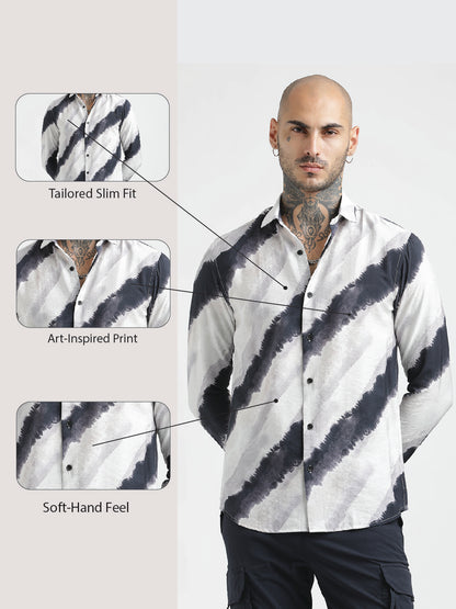 White Urban Print Shirt