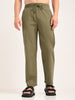Cotton Style Trousers with Drawcord Green