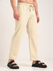 Cotton Style Trousers with Drawcord Cream