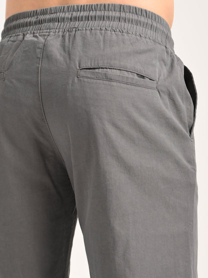 Cotton Style Trousers with Drawcord Grey
