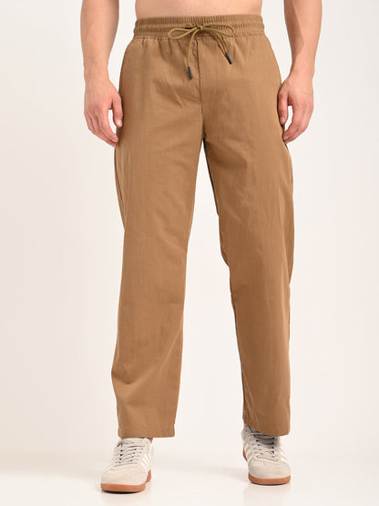 Cotton Style Trousers with Drawcord Khaki