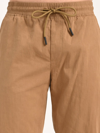 Cotton Style Trousers with Drawcord Khaki