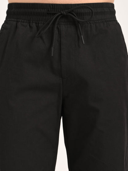 Cotton Style Trousers with Drawcord Black