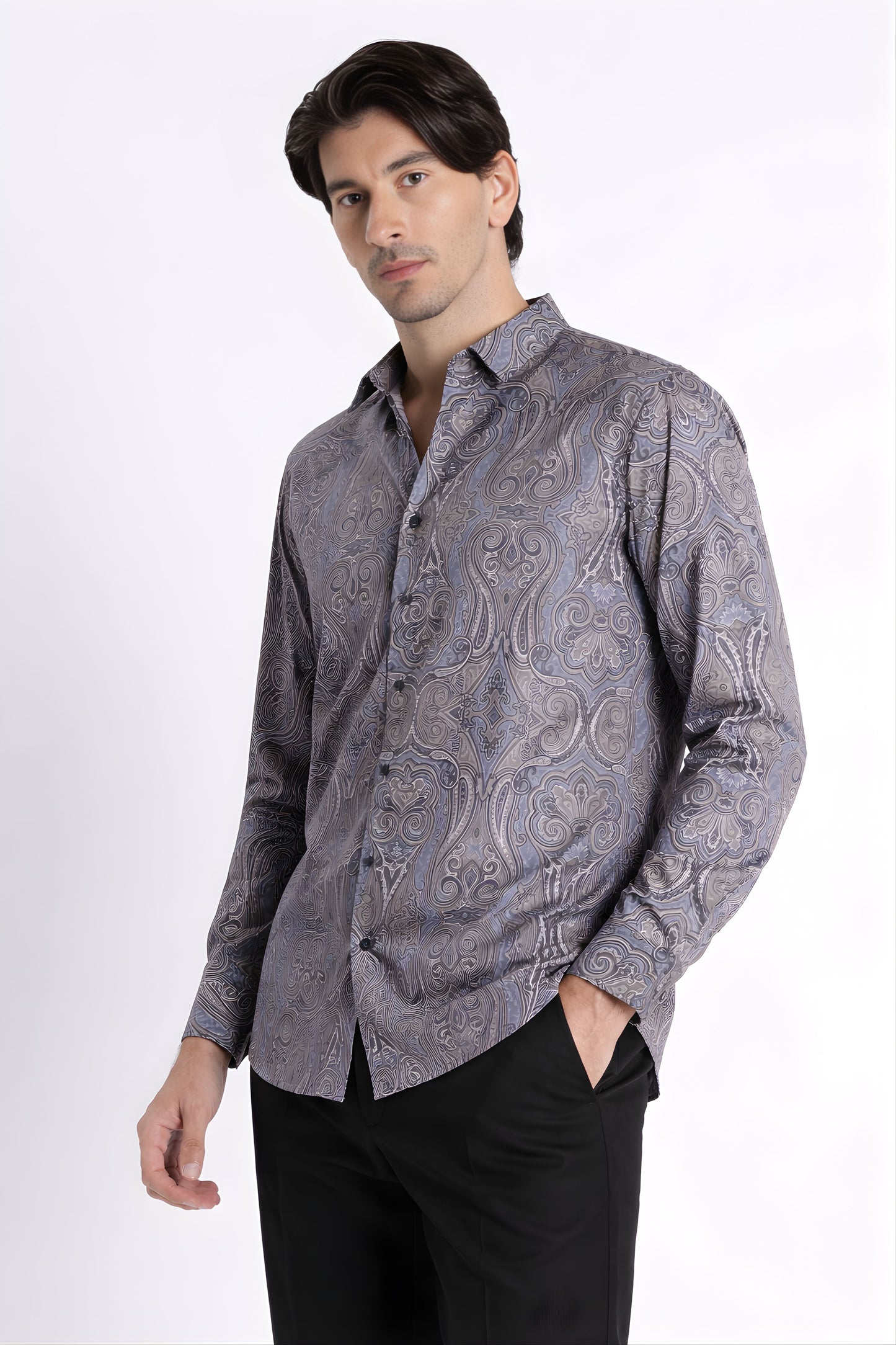 Floral Digital Print Shirt Blue Brown
