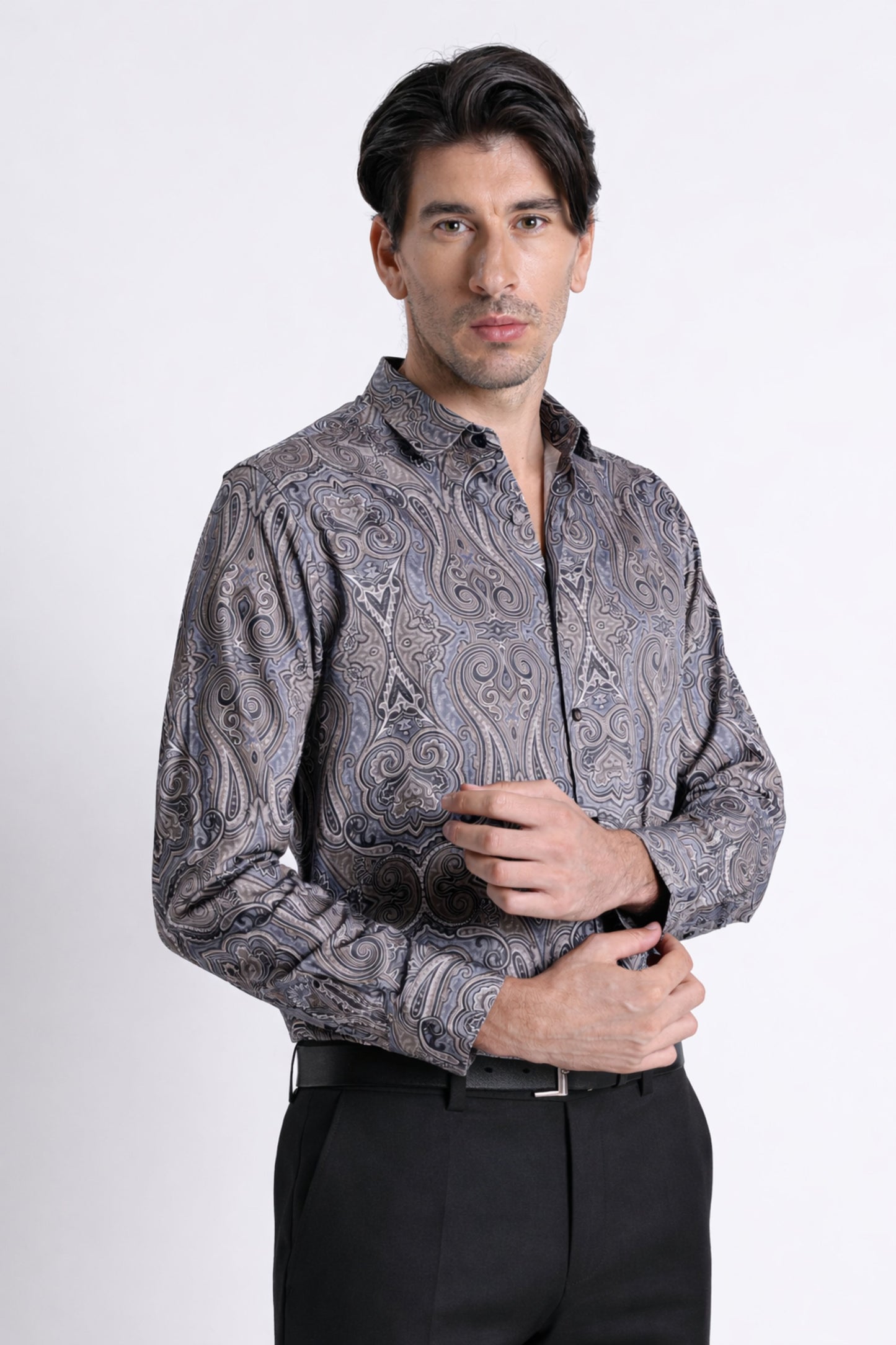 Floral Digital Print Shirt Blue Brown