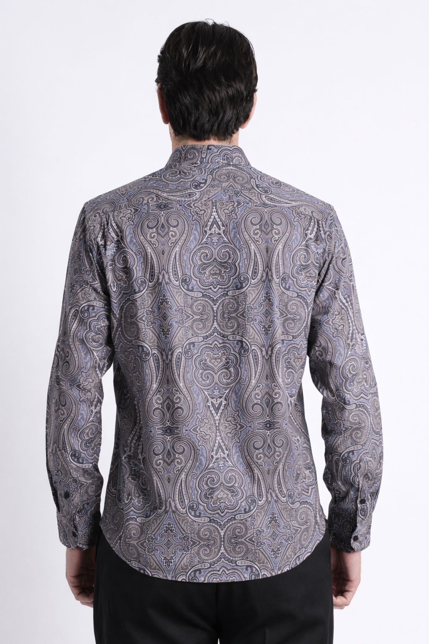 Floral Digital Print Shirt Blue Brown