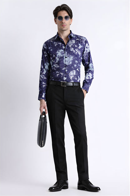 Floral Digital Print Shirt Dk Blue