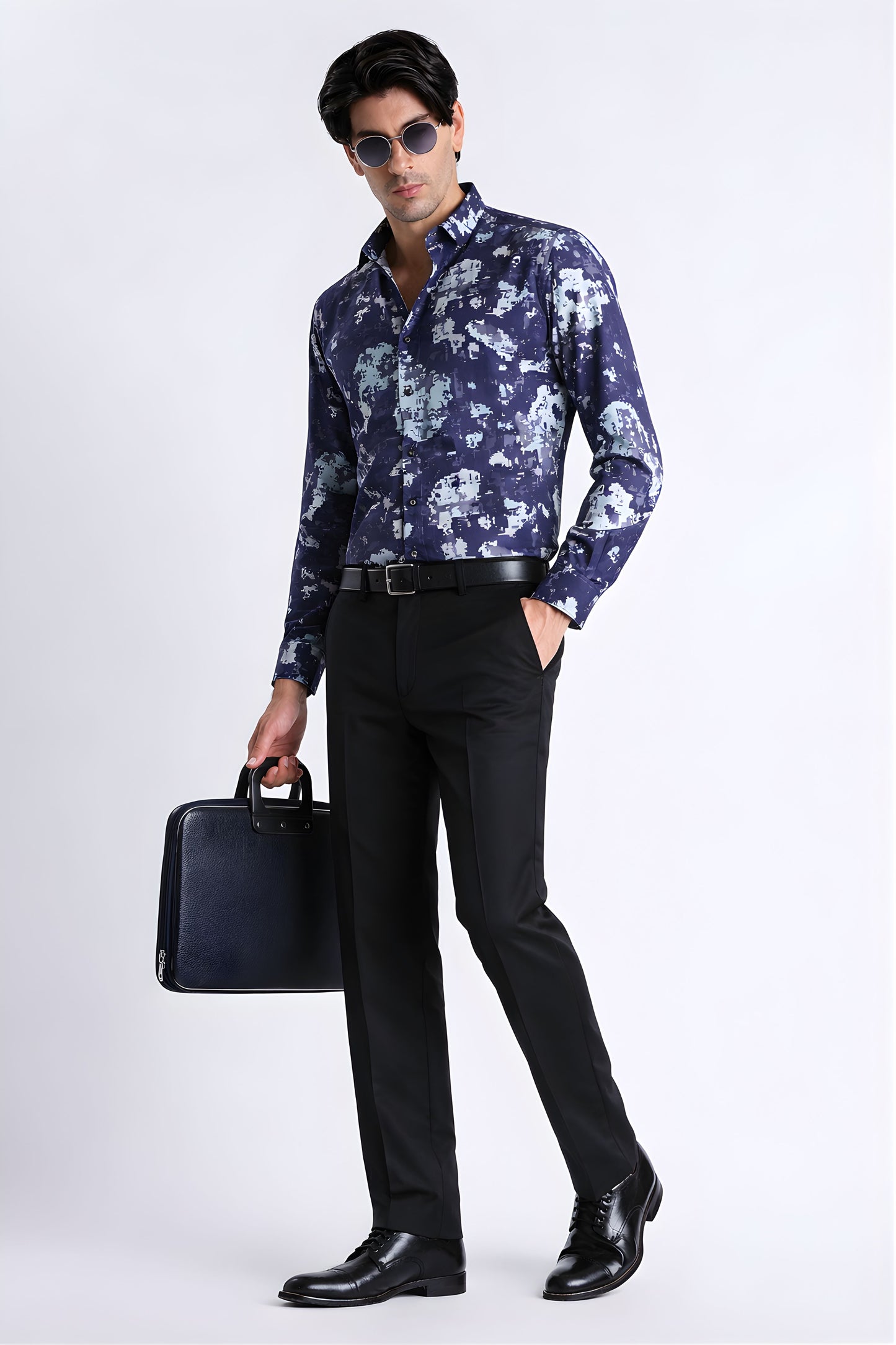 Floral Digital Print Shirt Dk Blue