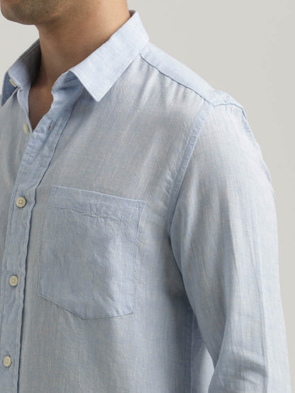 Linen-Cotton Blend Shirt Lt Blue