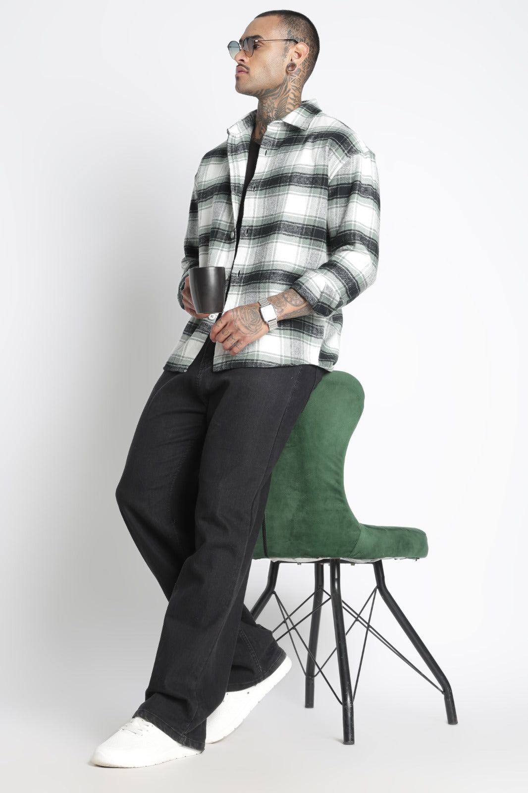 Brushed Check Casual Shirt Lt Green