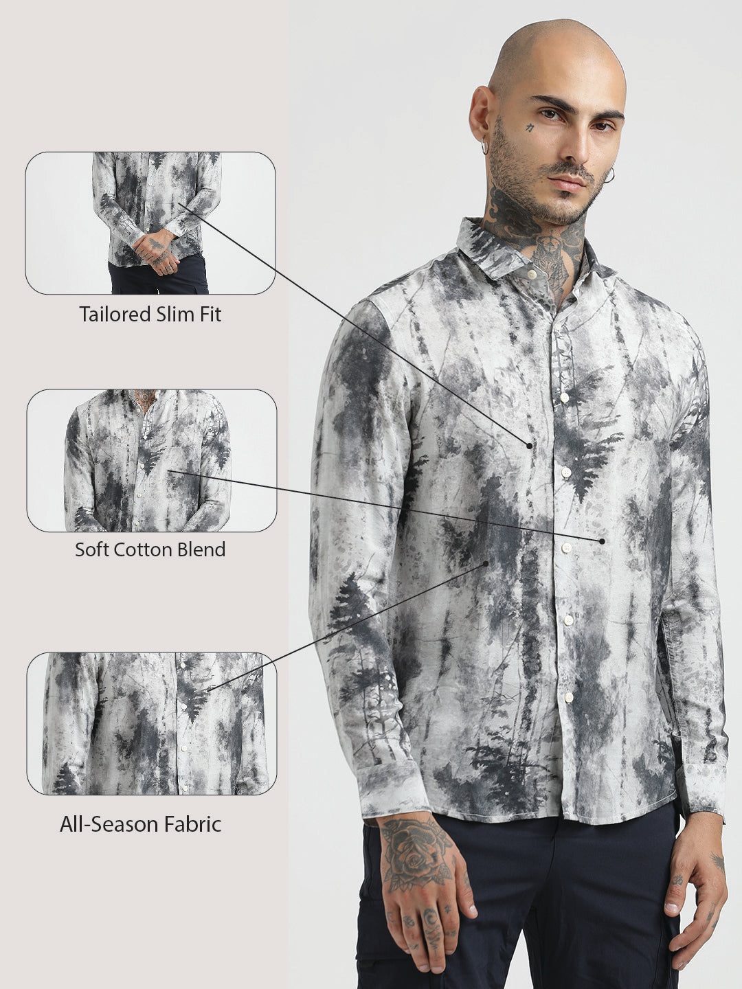 Slim Fit Nylon Shirt DK Grey