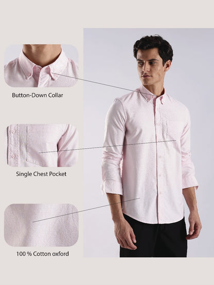 Cotton Oxford Solid Shirt Pink