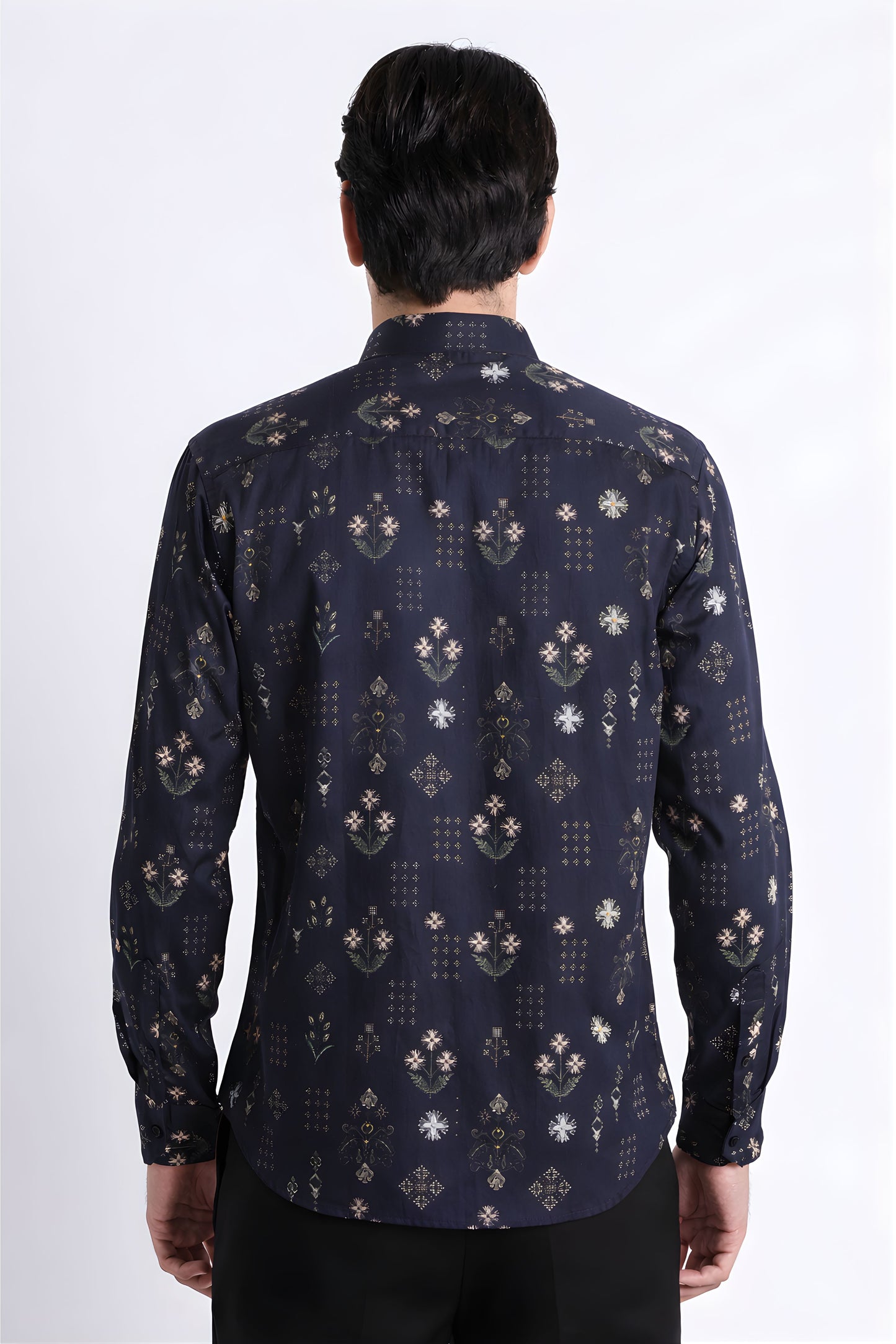 Floral Digital Print Shirt Navy Green