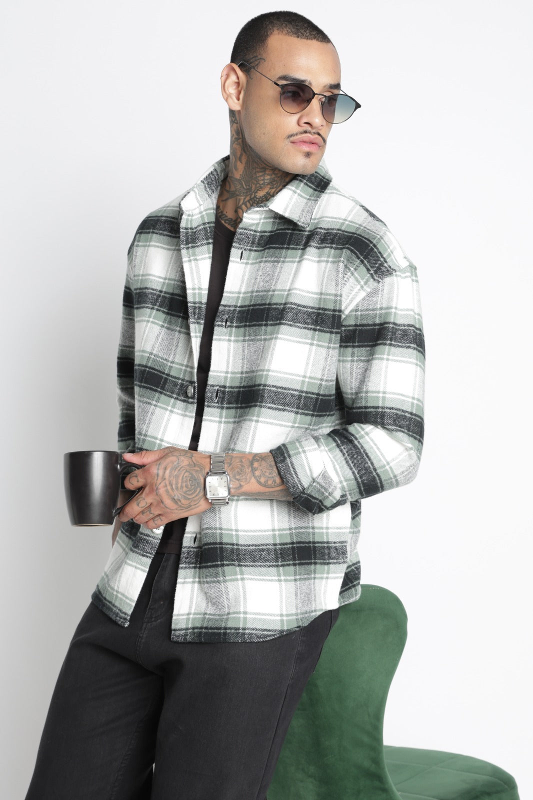 Brushed Check Casual Shirt Lt Green