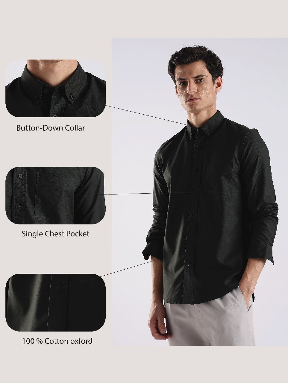 100% Cotton Oxford Solid Shirt Dk Green